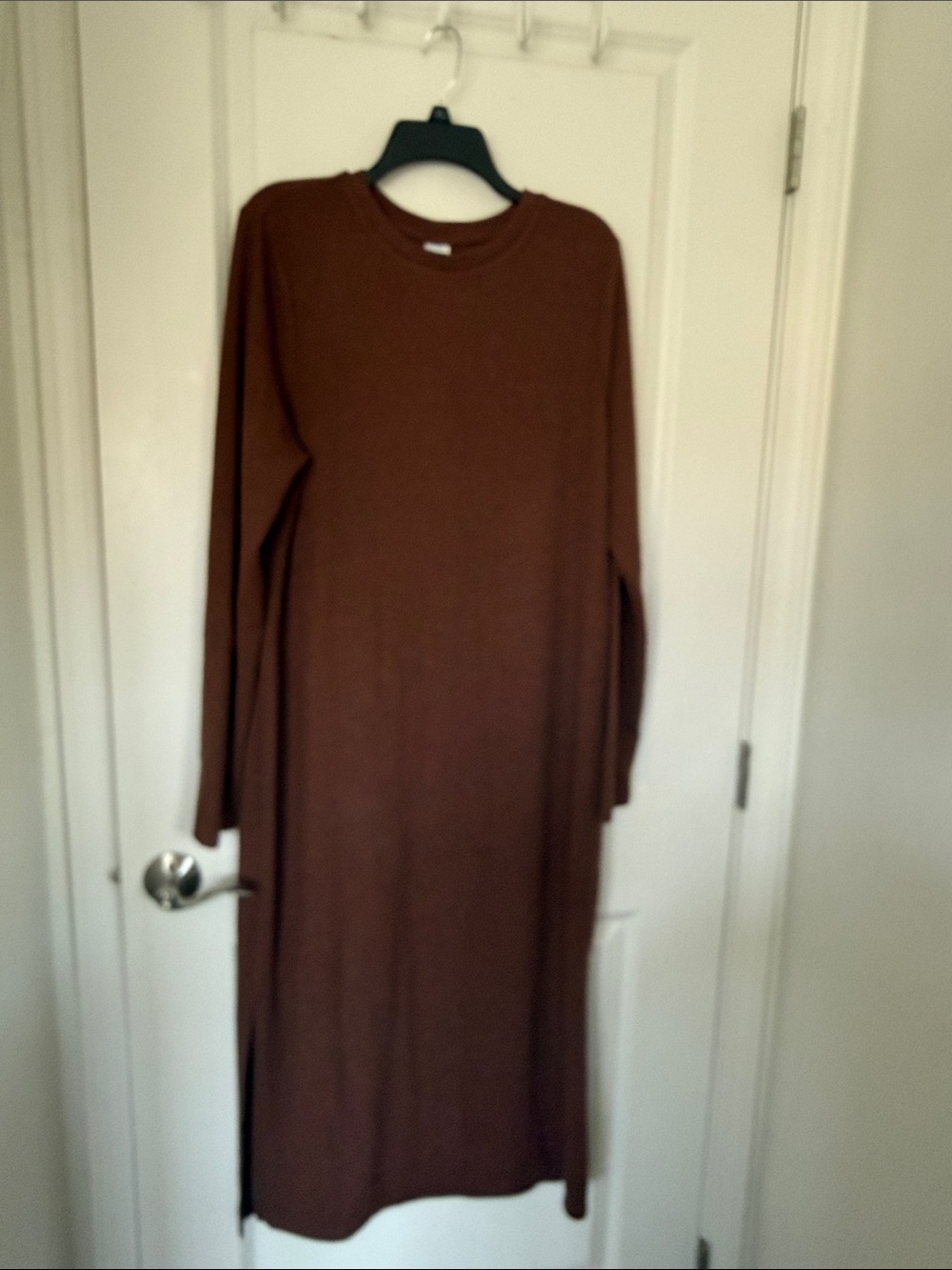 Time and Tru Brown Long Sleeve Maxi maternity Dress